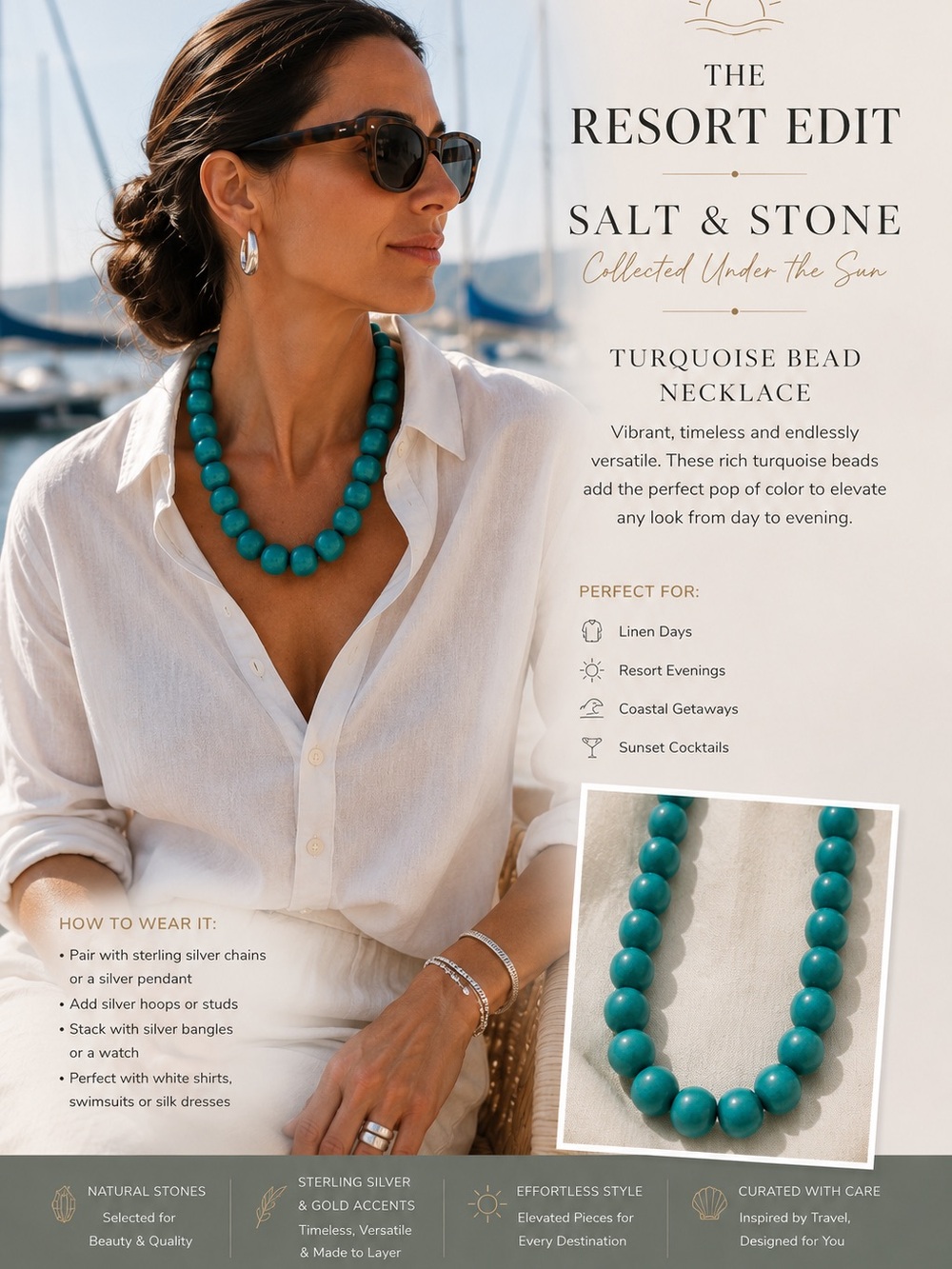 Turquoise Bead Necklace - Vibrant Turquoise
